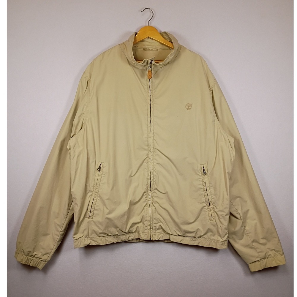 Gorpcore Timberland Mens XXL Beige Cotton Blend Full Zip Windbreaker Jacket